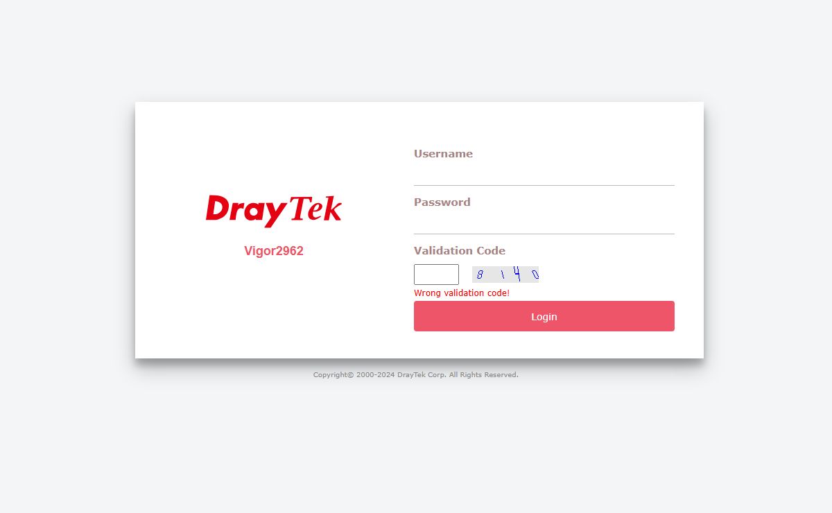 Vigor Login Page