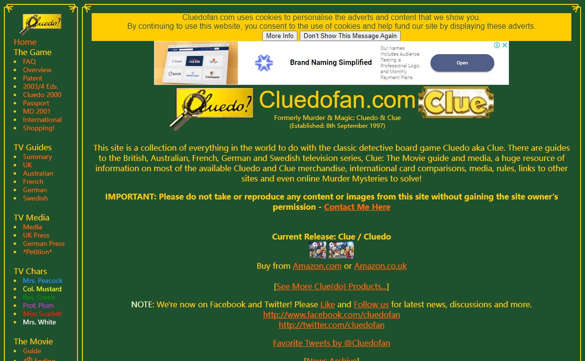 Cluedofan.com Cluedo & Clue - the classic detective boardgame and spinoffs.