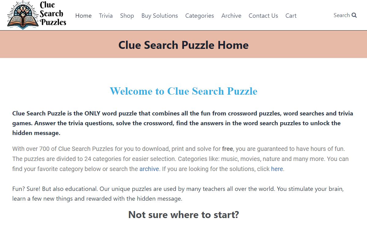Clue Search Puzzle Home - Clue Search Puzzles