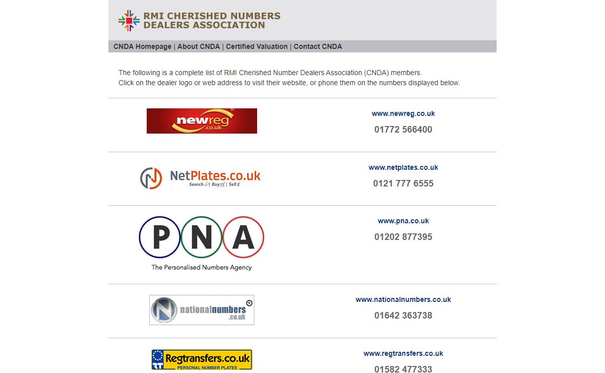 RMI Cherished Numbers Dealers Association