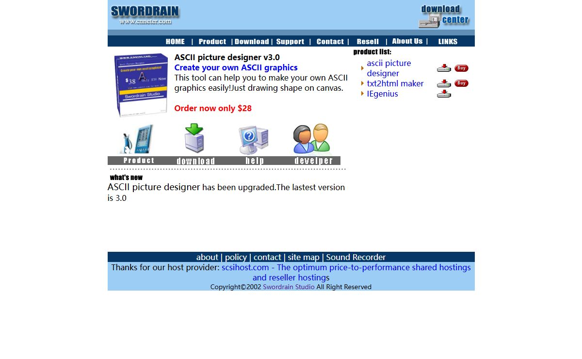 Swordrain studio's homepage---ascii art tool:ascii art picture designer