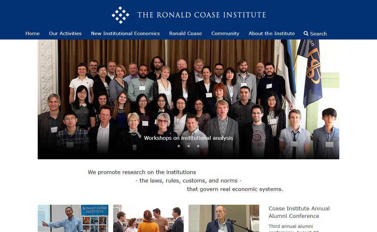 The Ronald Coase Institute: Research on Institutions that Govern Real Economic Systems