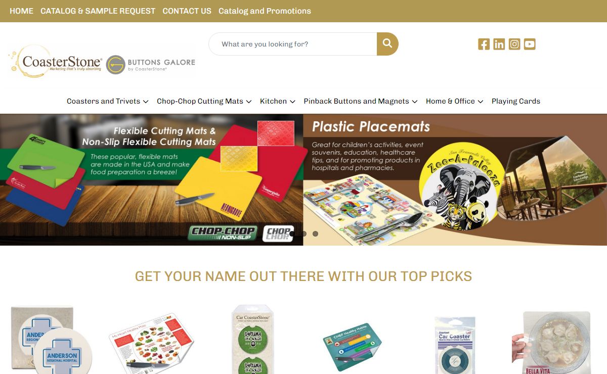 CoasterStone - The Original Absorbent Stone Coaster - Marketing that's truly absorbing! | Buttons Galore: Home