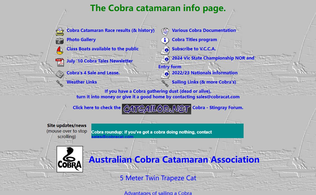 Cobra Catamaran info page