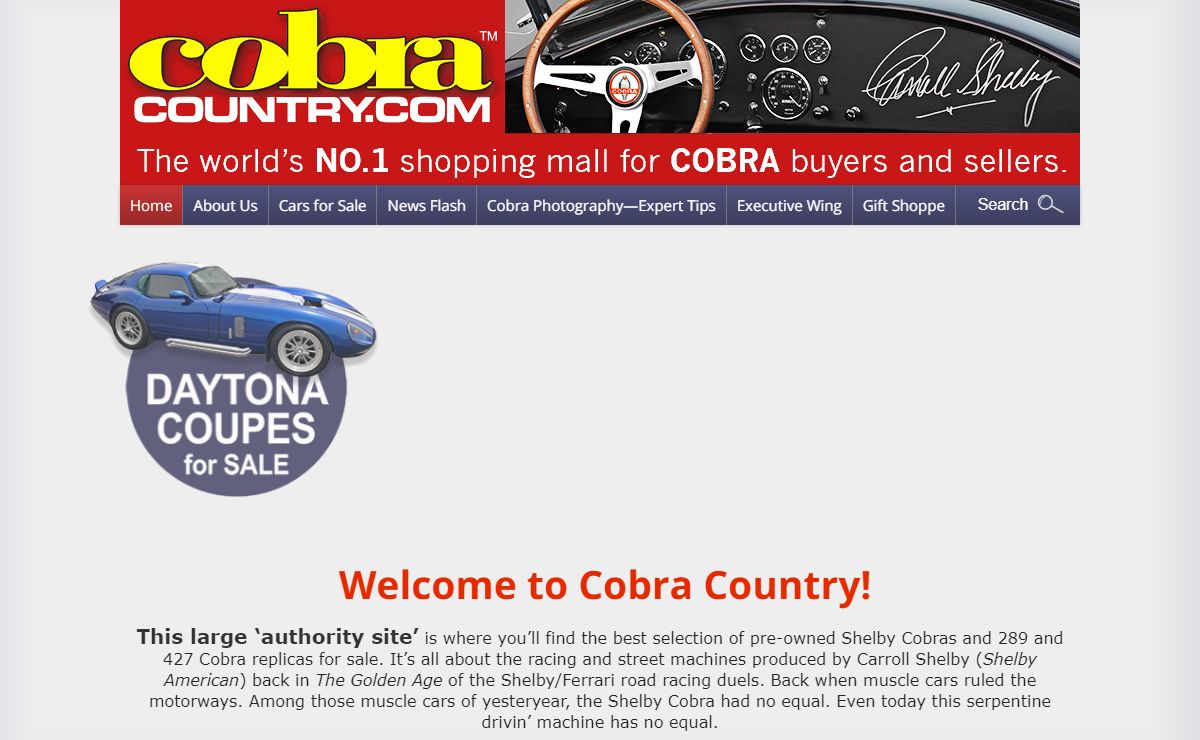 Cobra Country--where you’ll find the best selection of pre-owned Shelby Cobras and 427 Cobra replicas