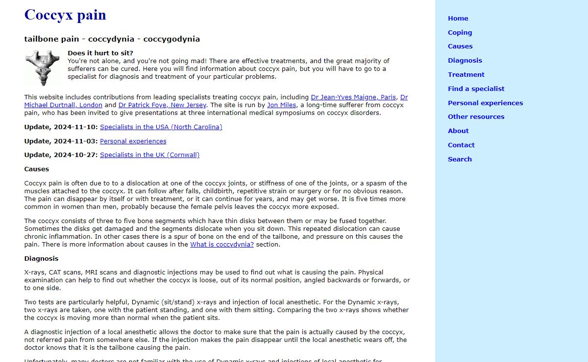 Coccyx Pain Treatment - Tailbone Injury Exercises