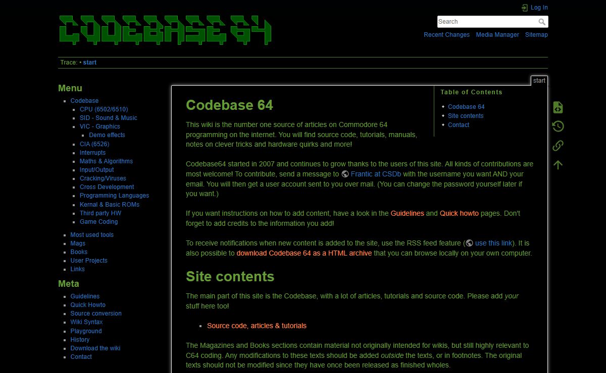start [Codebase64 wiki]