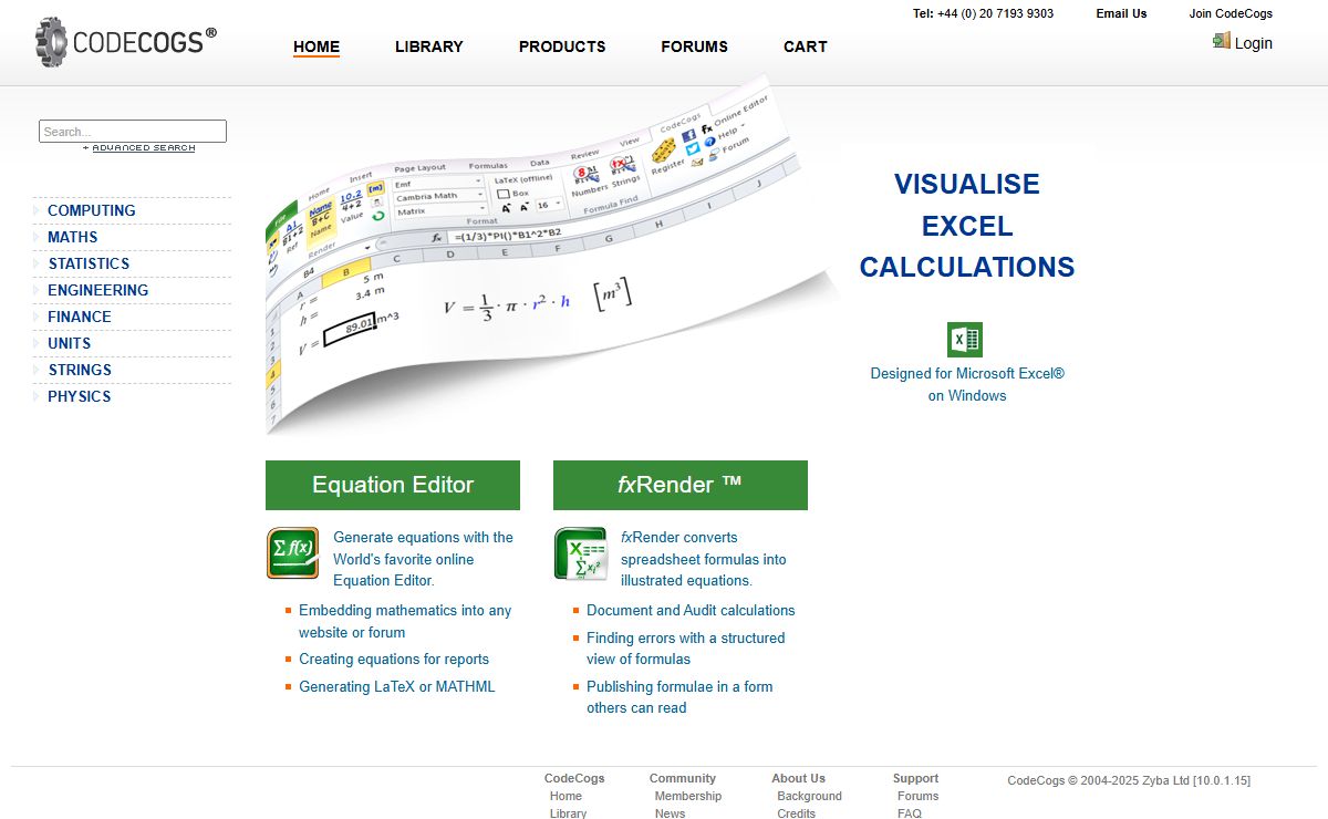 CodeCogs | Open Source Scientific Library (C/C++, .NET, Excel)
