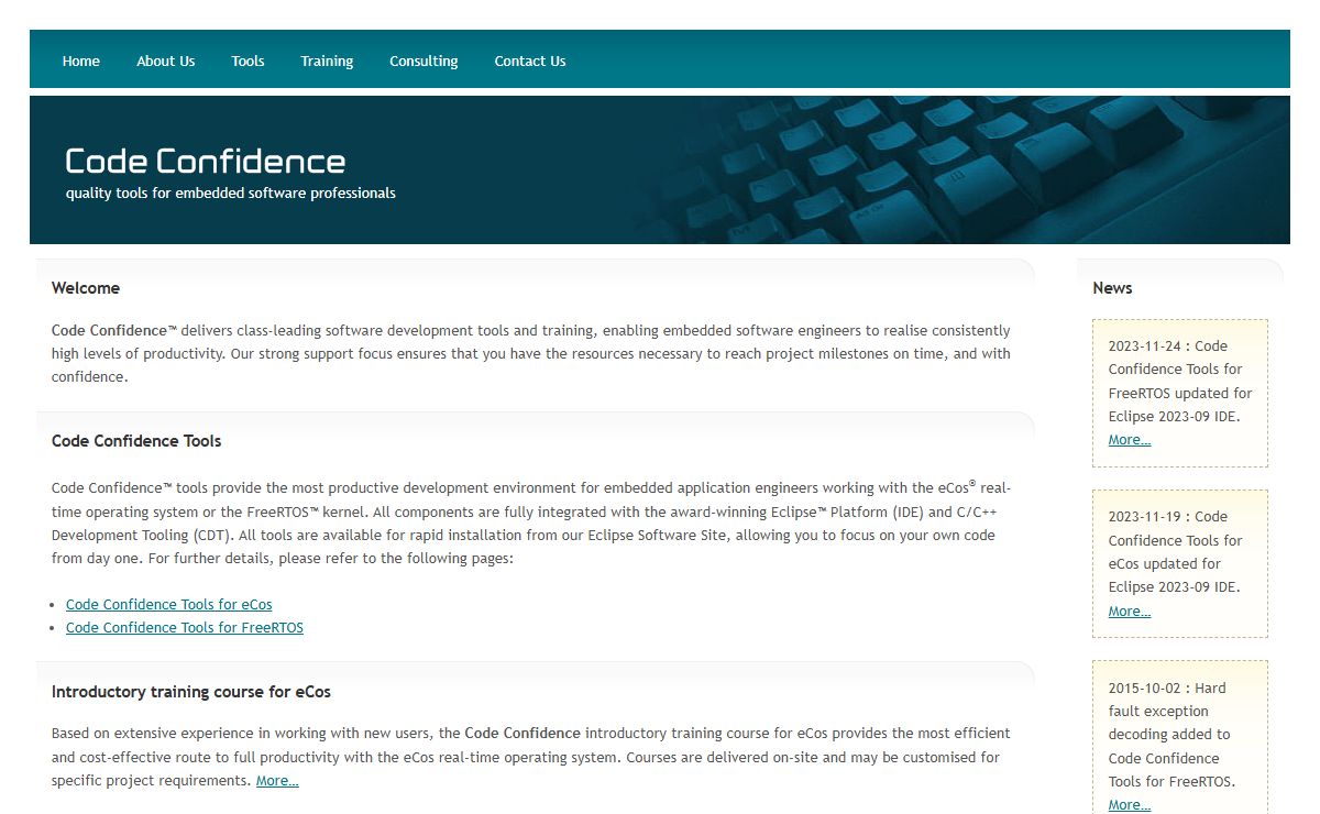 Code Confidence - Eclipse IDE, tools and training - eCos RTOS expertise