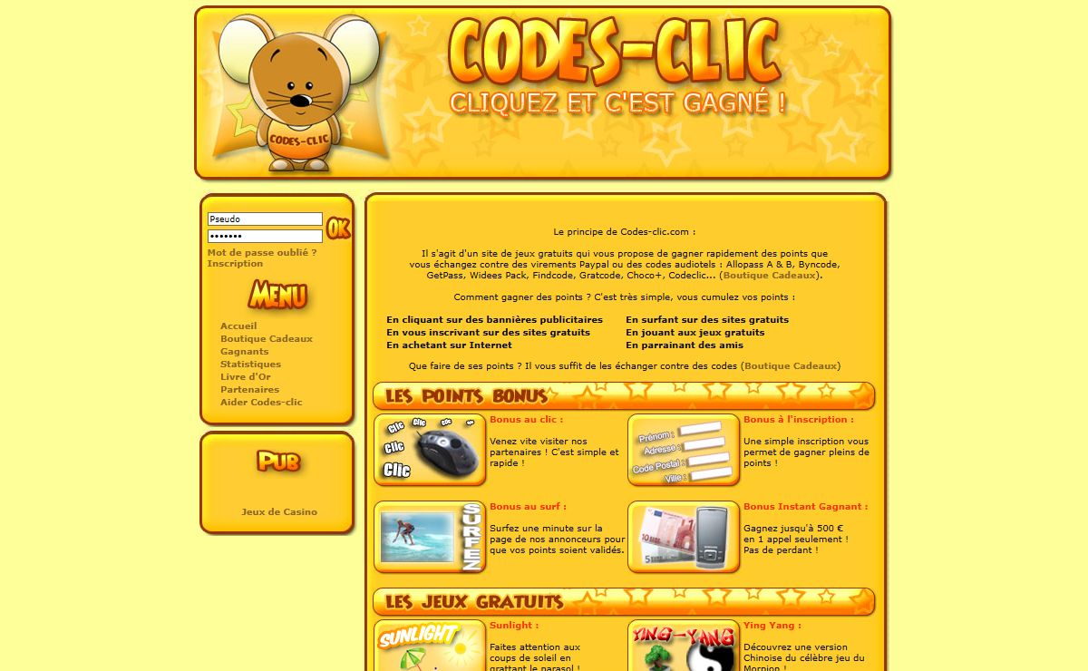 Jeux gratuits - Gagnez des cadeaux et des codes gratuits