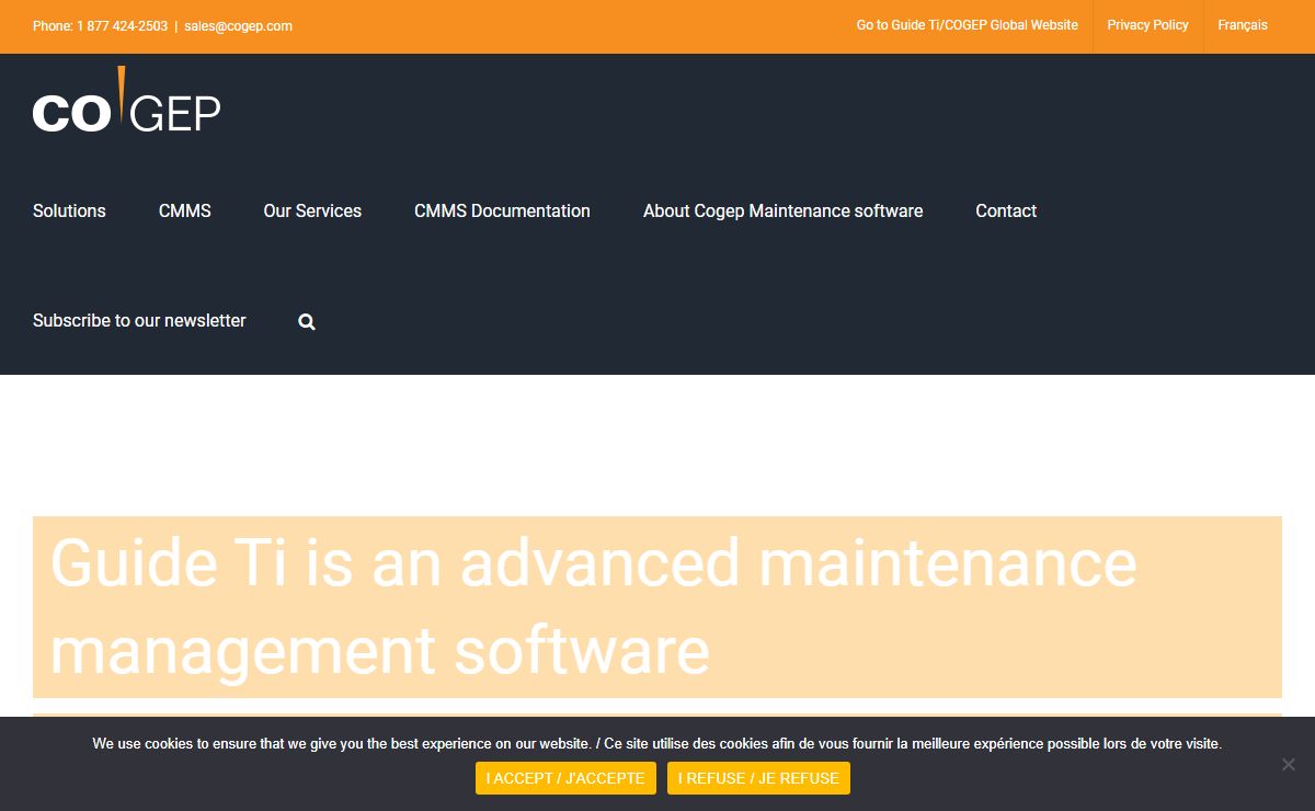 COGEP Maintenance Software CMMS - Logiciel de Maintenance GMAO