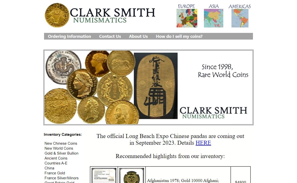 Clark Smith Numismatics, Buying/Selling Rare World Coins, British Coins, Chinese Coins - Pandas