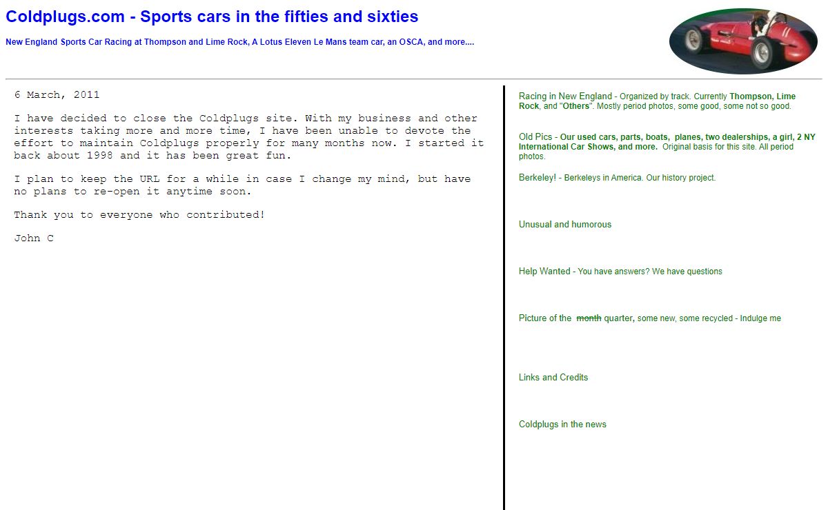 Coldplugs - Sports cars in the fifties and sixties