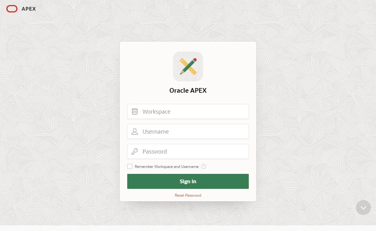 Oracle APEX - Sign In