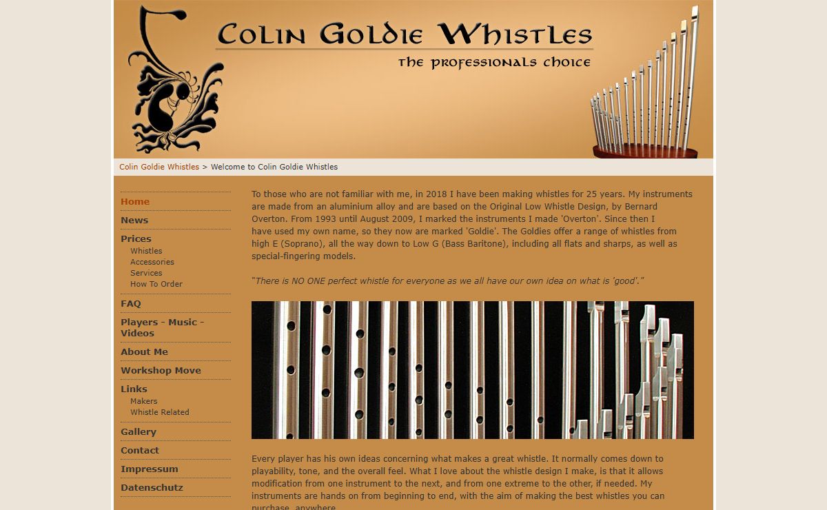 Welcome to Colin Goldie Whistles - Colin Goldie Whistles