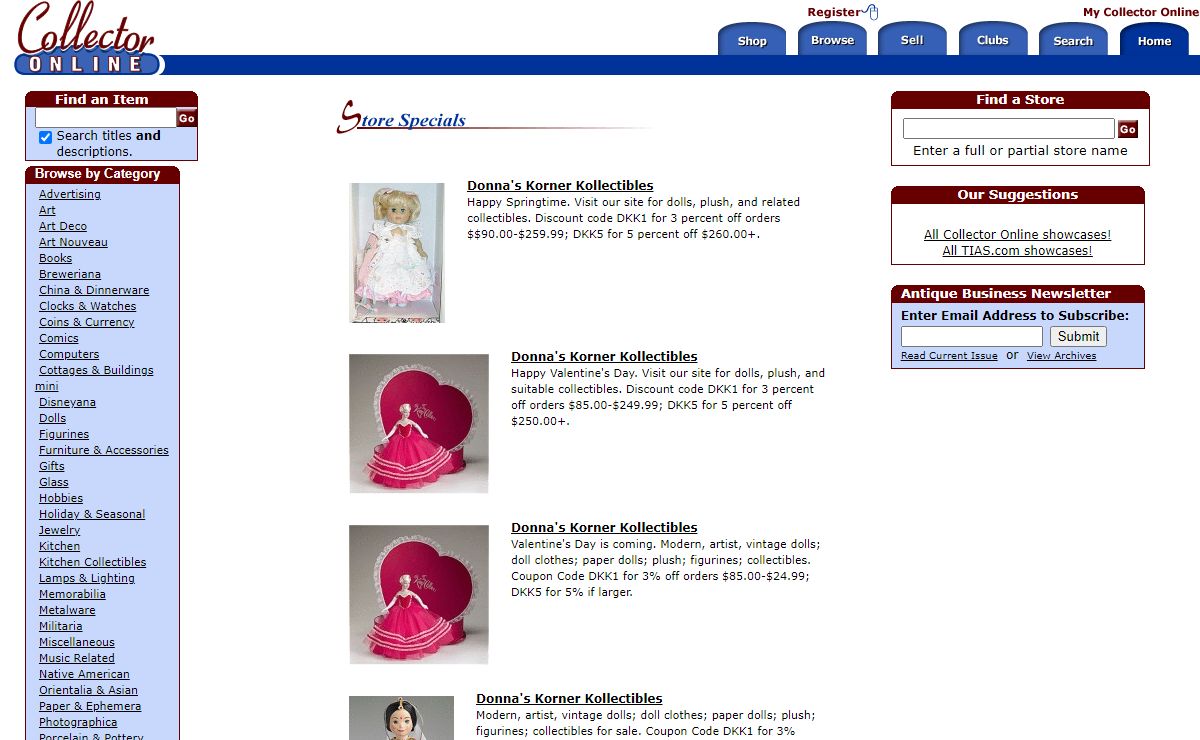 Collector Online...Antiques, Books, Coins, Jewelry, Clothing, Pottery, Glass, Collectibles