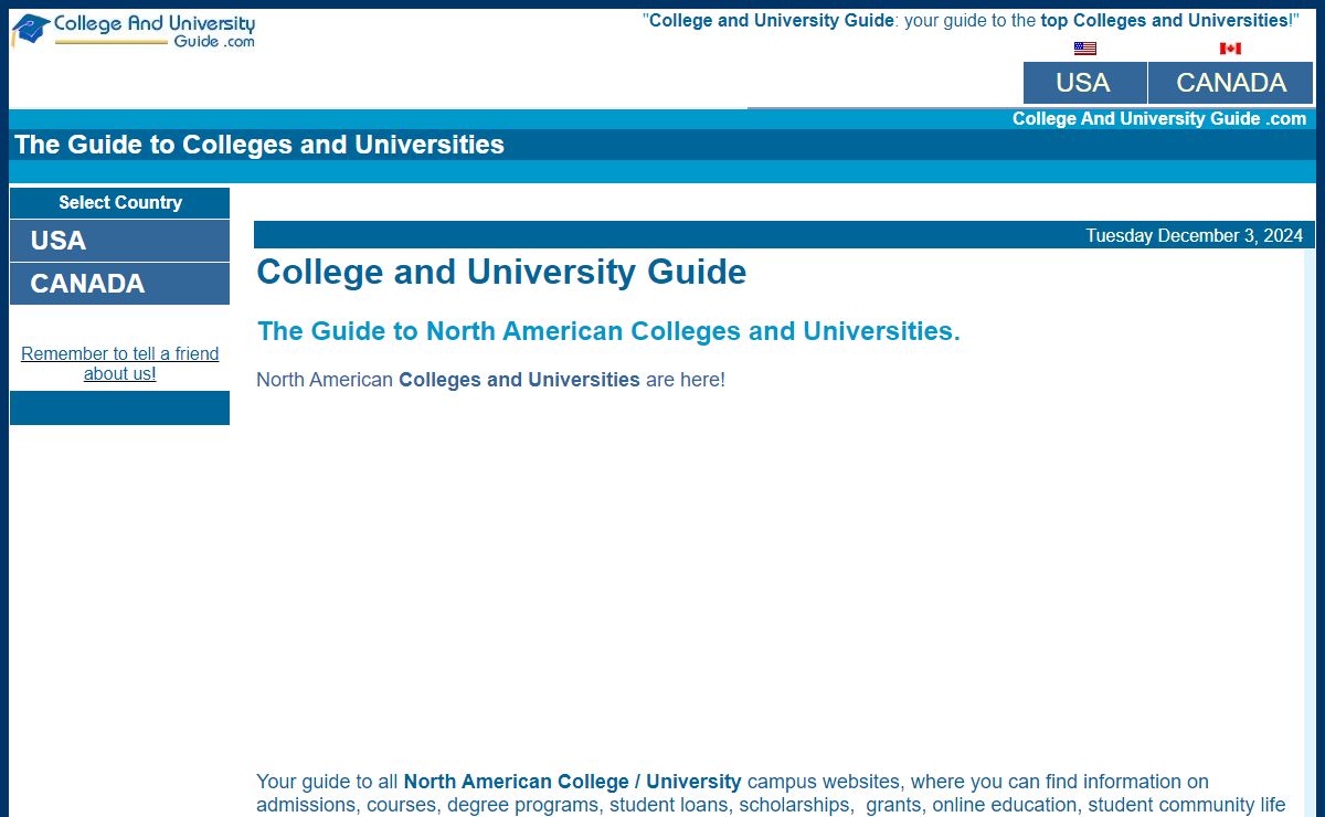 College and University Guide . com - USA / Canada - Colleges and Universities - a guide to colleges and universities across the USA and Canada