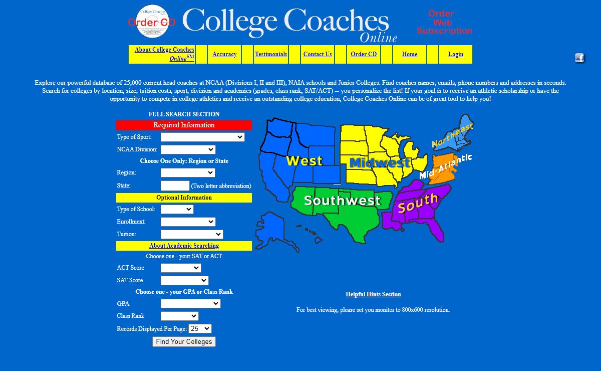 College Coaches Online - University student athlete information