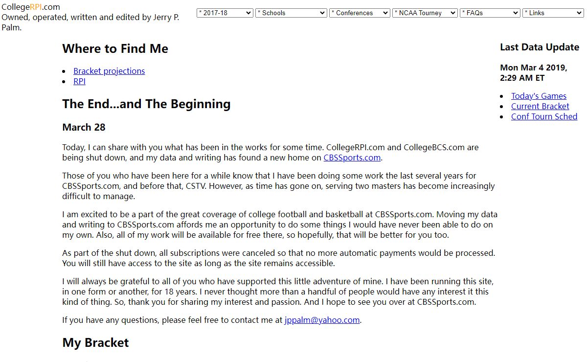 CollegeRPI.com - College Basketball Rating Percentage Index (RPI)