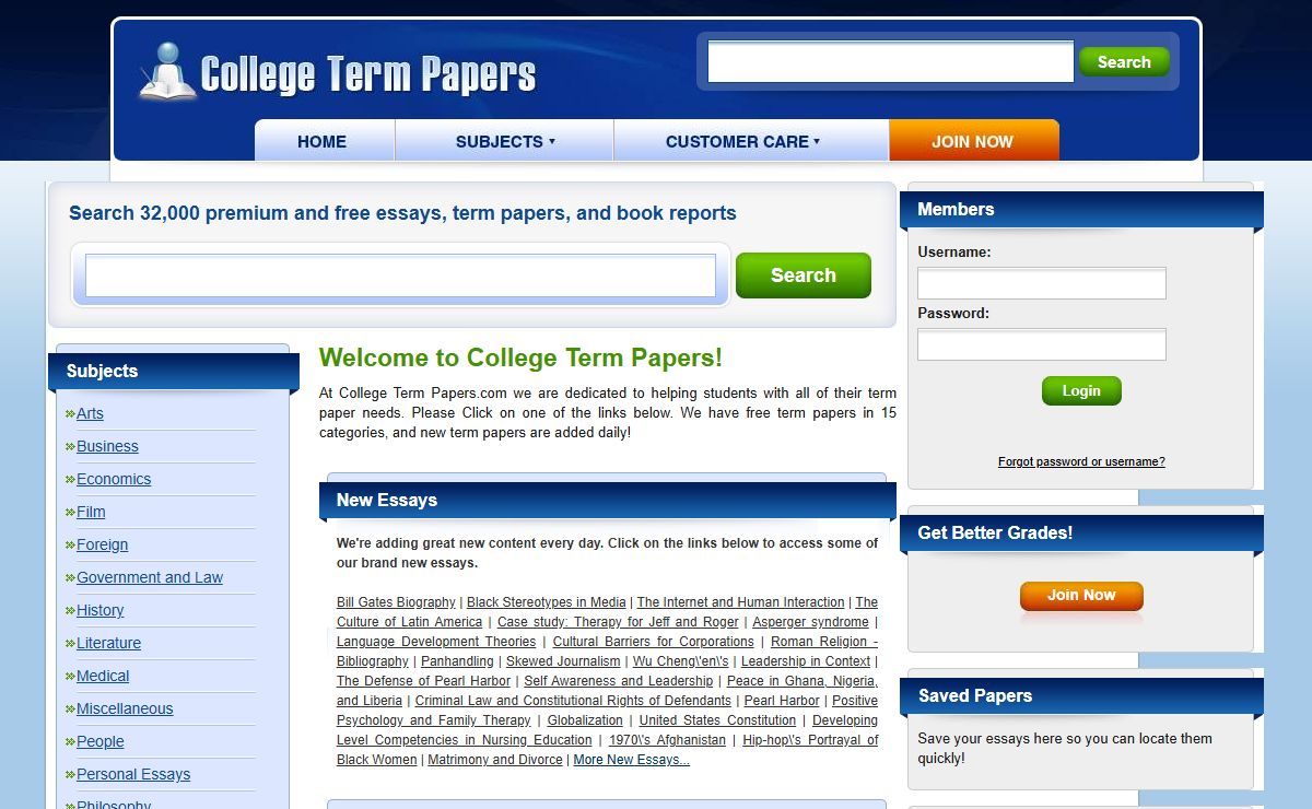 College Term Papers - Free College Term Papers, Research Papers Essays, & Book Reports