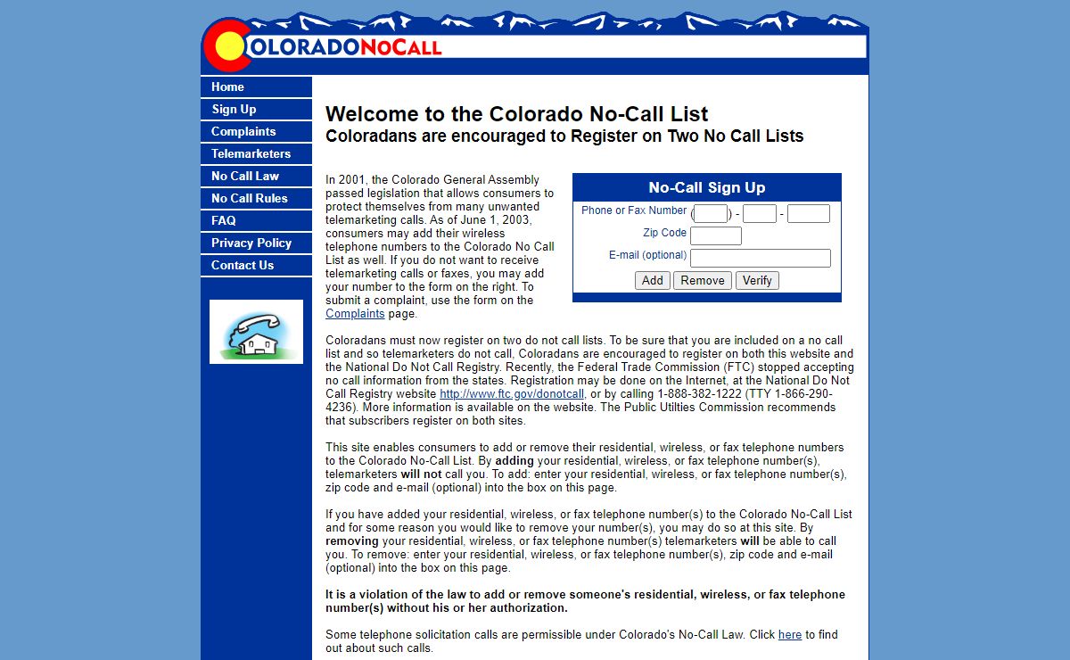 Colorado No Call - Home