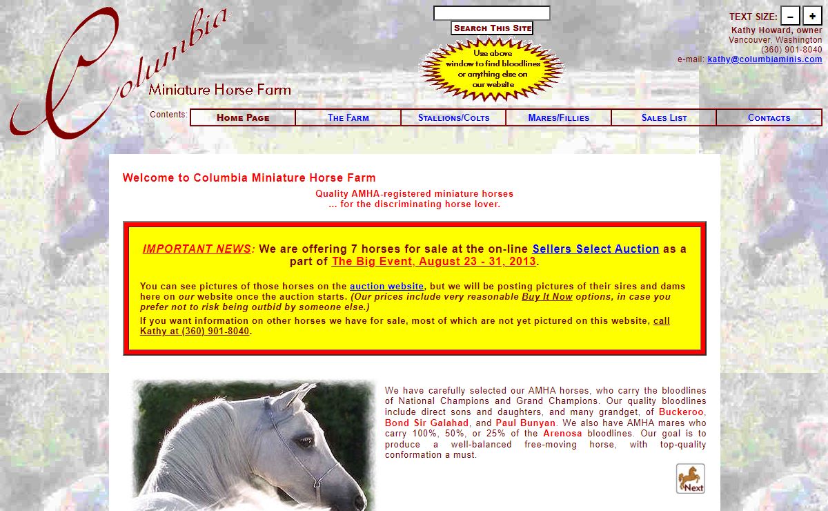 Columbia Miniature Horse Farm (Home Page)