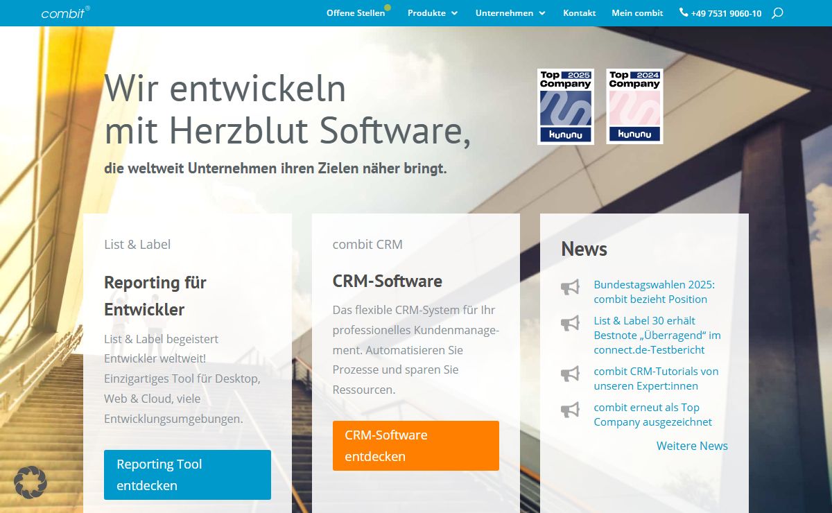 Software für Entwicklung und Kontaktmanagement von combit