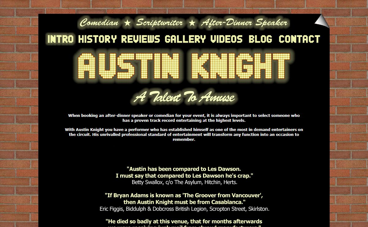 Austin Knight - A Talent to Amuse. Sporting Dinners ~ Corporate Hospitality ~ Cabaret