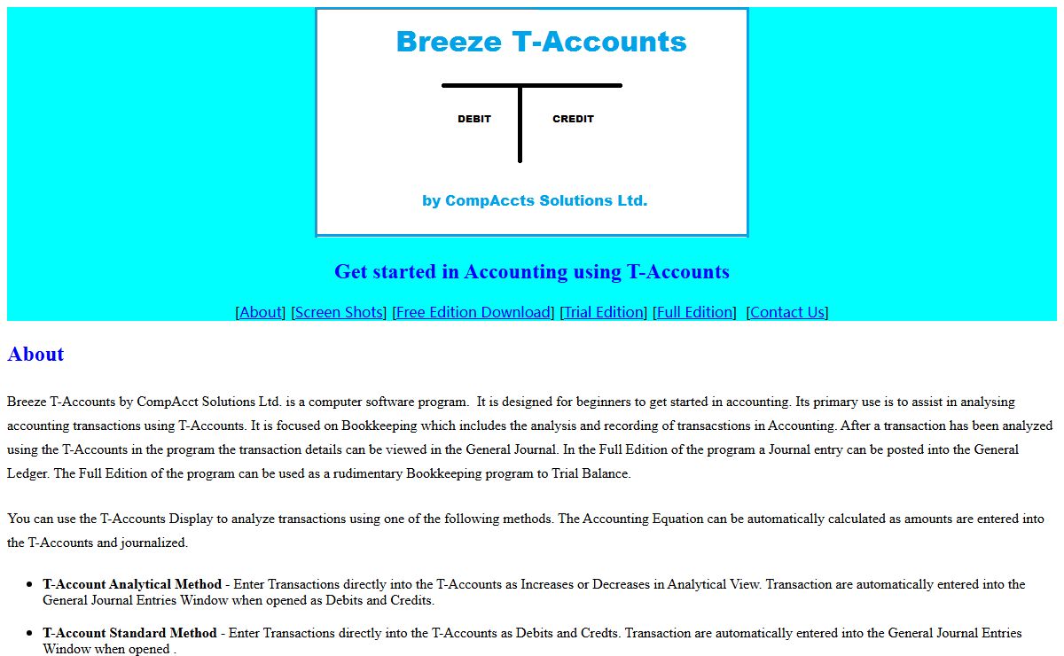 Breeze T-Accounts by CompAcct Solutions Ltd.