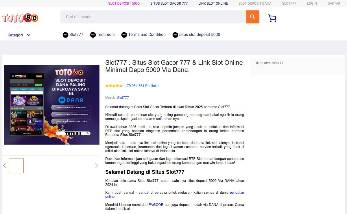 Slot777 : Situs Slot Gacor 777 & Link Slot Online Minimal Depo 5000 Via Dana.