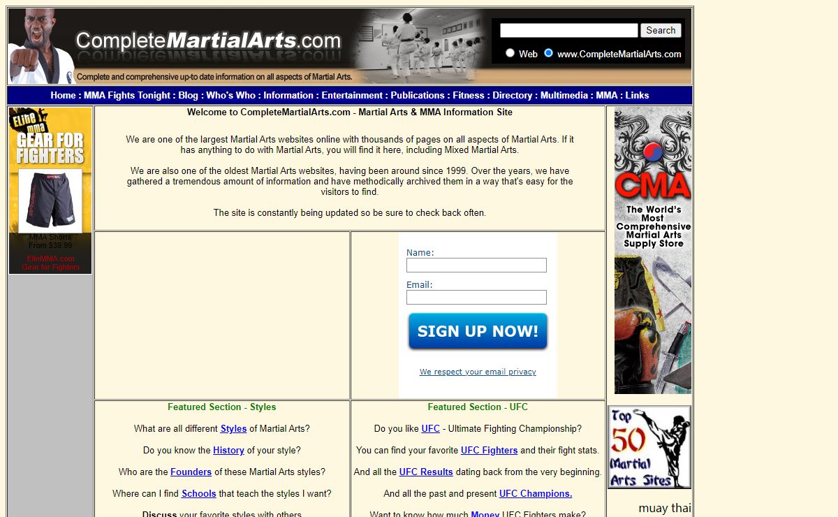 CompleteMartialArts.com - Most comprehensive Martial Arts and MMA Site