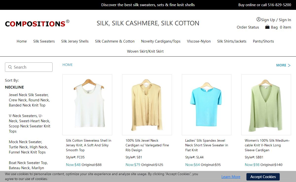 Silk Sweaters, Women's Sportswear, Knit Jackets - Compositions