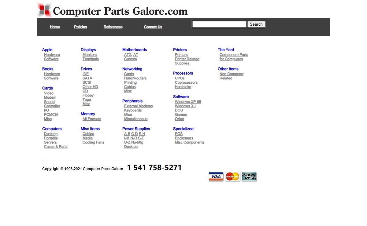 Computer Parts Galore Catalog Index Page
