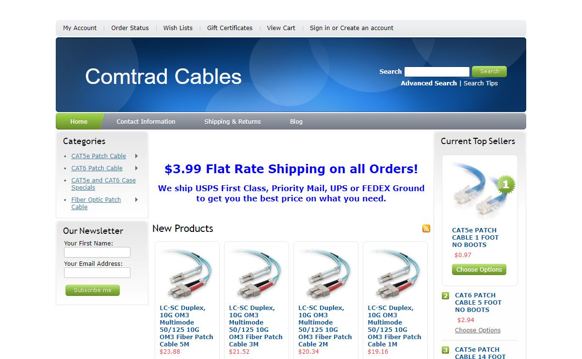 Comtrad Cables-Cat5e, Cat6 and Fiber Patch Cables