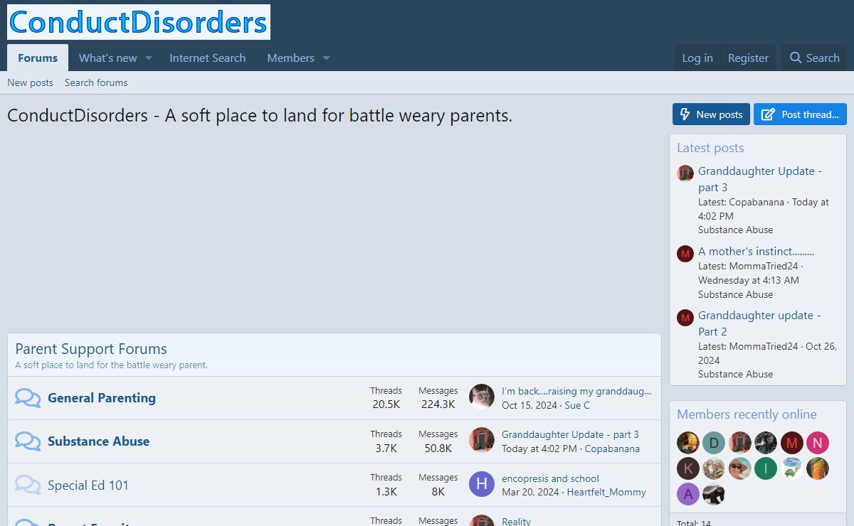 ConductDisorders - A soft place to land for battle weary parents.