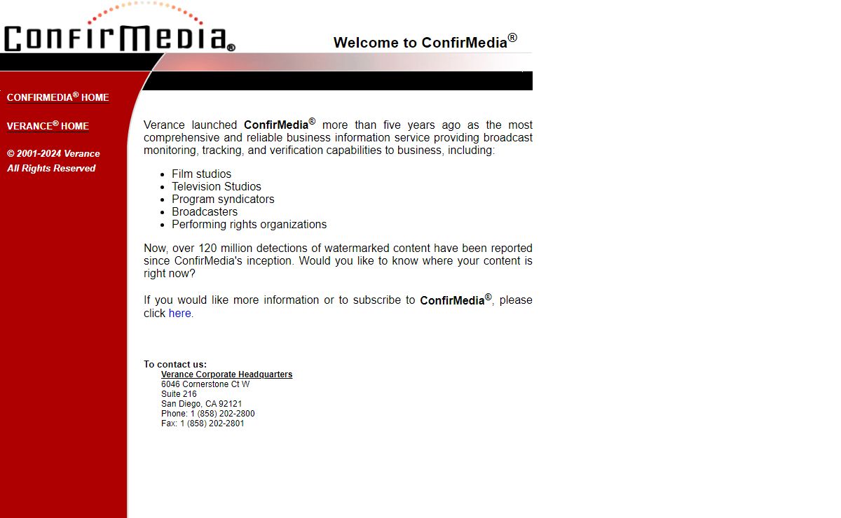 Confirmedia: Broadcast monitoring and verification service from Verance