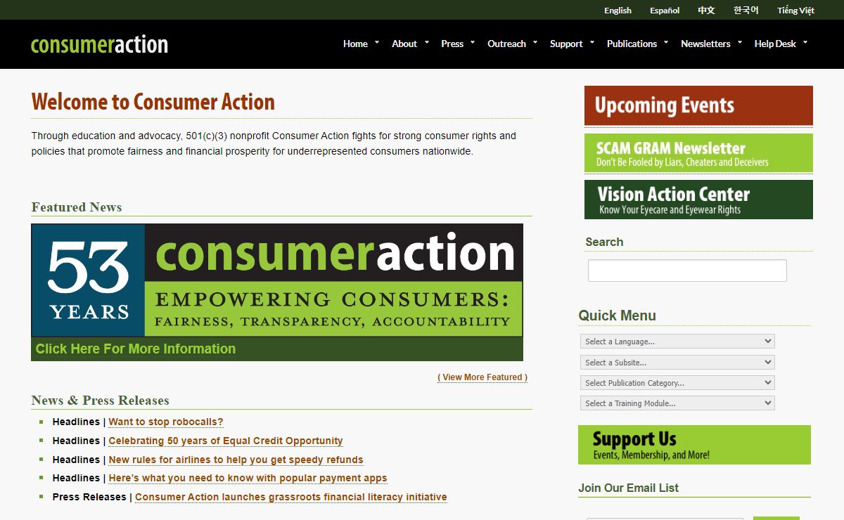 Consumer Action - consumer education, advocacy, financial literacy, and consumer protection