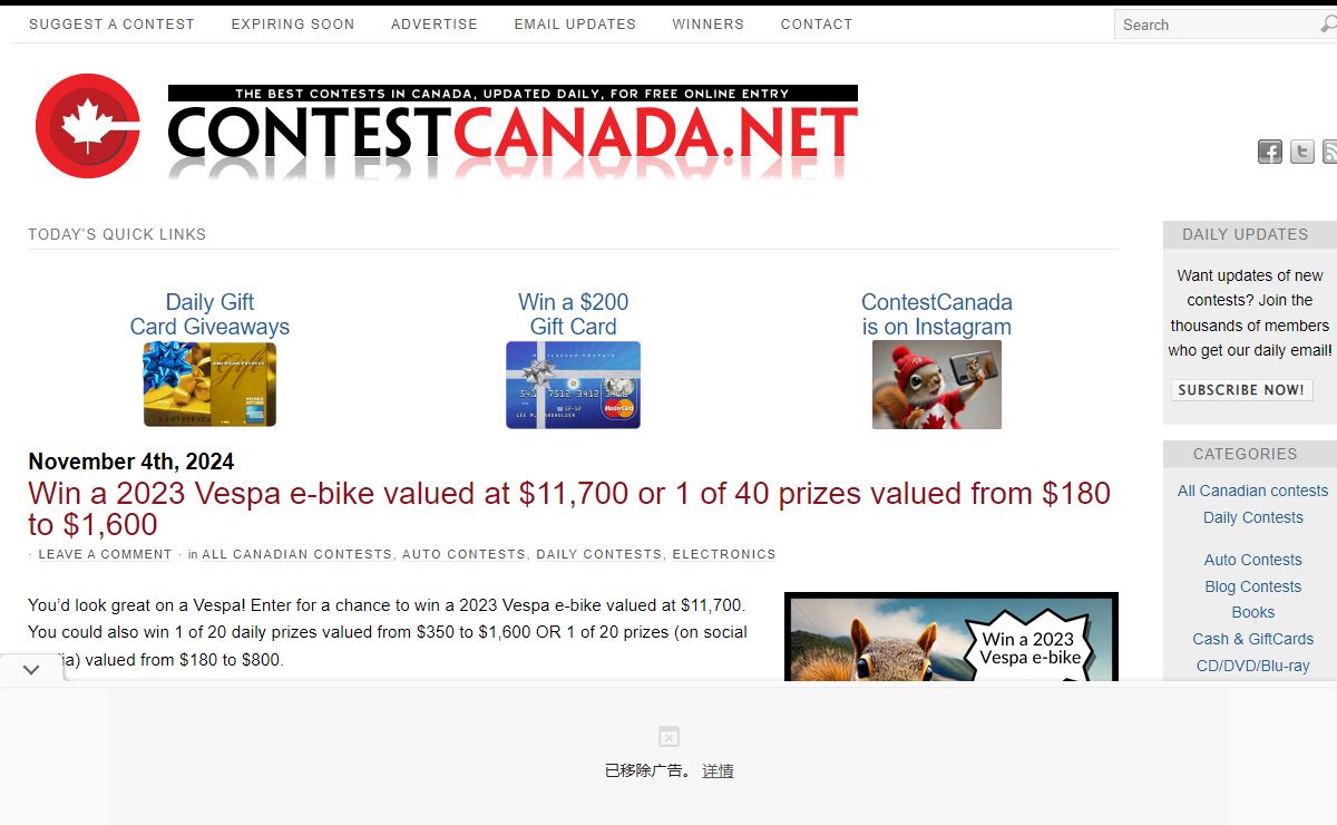 Contest Canada .net | The best contests in Canada. Updated daily with Canadian contests for free online entry.