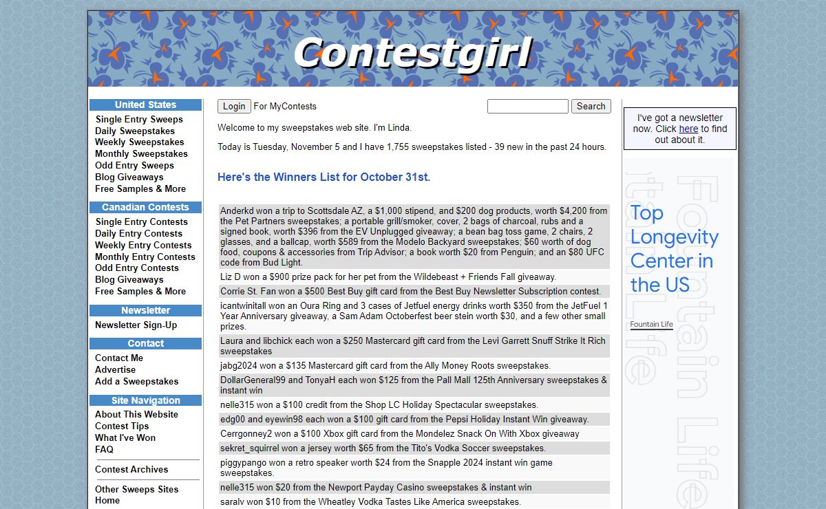 Online Sweepstakes and Contests