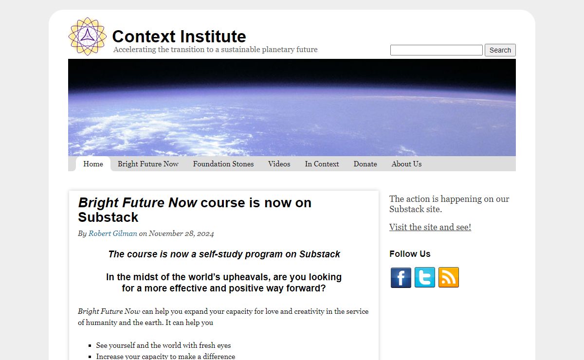 Context Institute: Accelerating the transition to a sustainable planetary future
