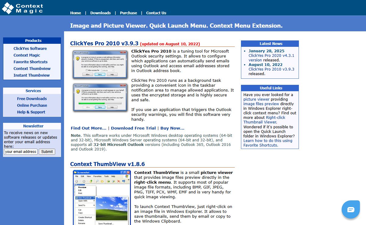 Quick Launch Bar. Image and Picture Viewers. Graphics Software and Context Menu Extensions from ContextMagic.com