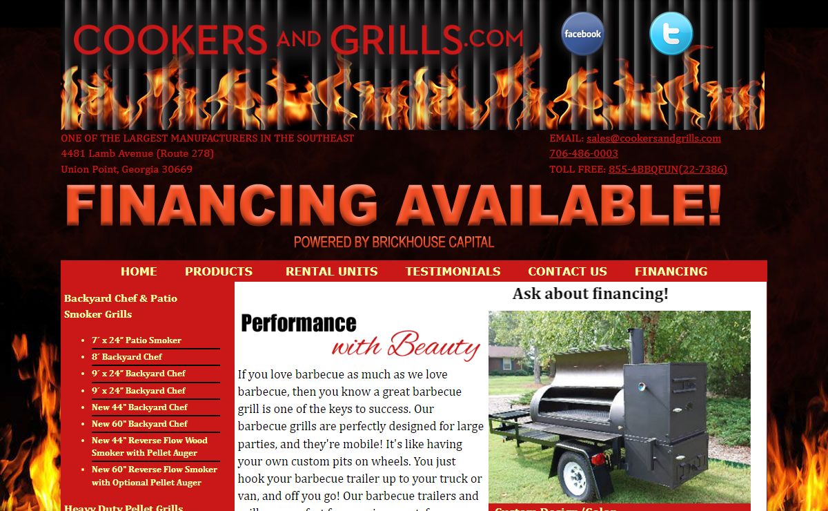 Barbecue Cooker, Smokers, barbecue grill, pizza ovens, wood ovens, and barbecue trailer from Cookers and Grills featuring unique and efficient designs of barbecue cookers, barbecue smokers, barbecue trailers, and barbecue grills - it's custom barbecue pits on wheels!
