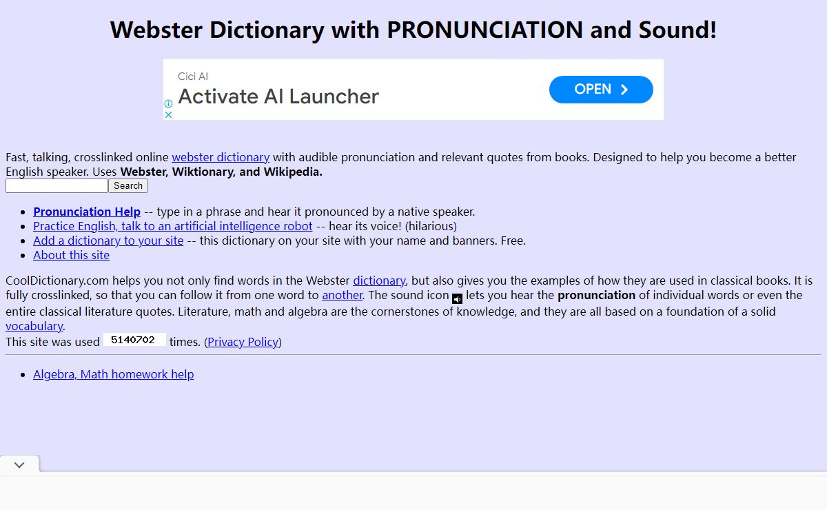 Webster Dictionary with PRONUNCIATION and Sound!