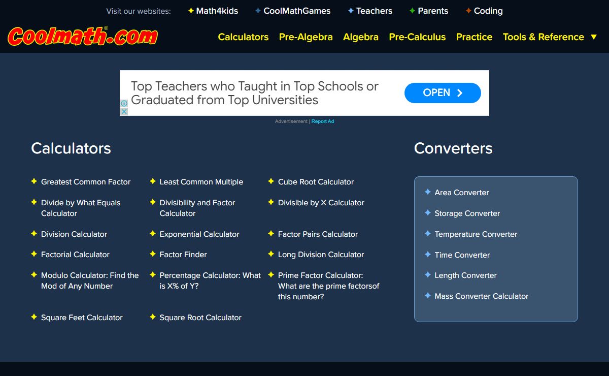 Cool Math - free online cool math lessons, cool math games & apps, fun math activities, pre-algebra, algebra, precalculus
