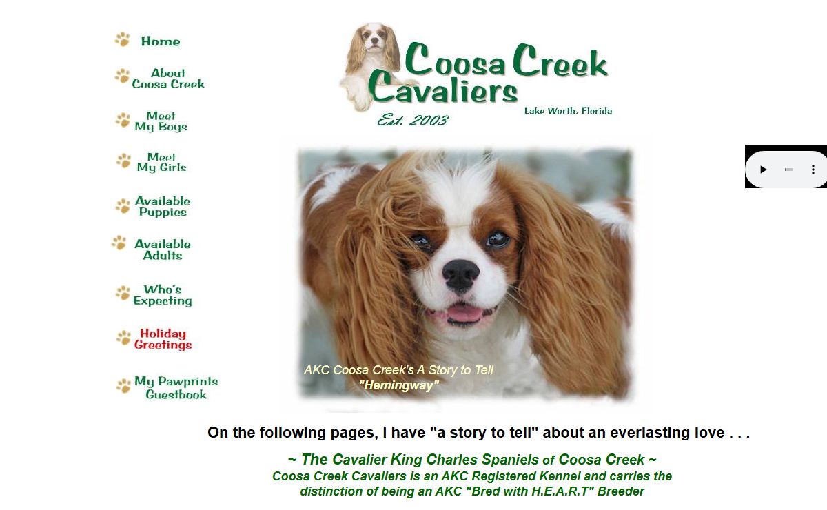 Coosa Creek Cavalier King Charles Spaniels ~ Cavalier Home