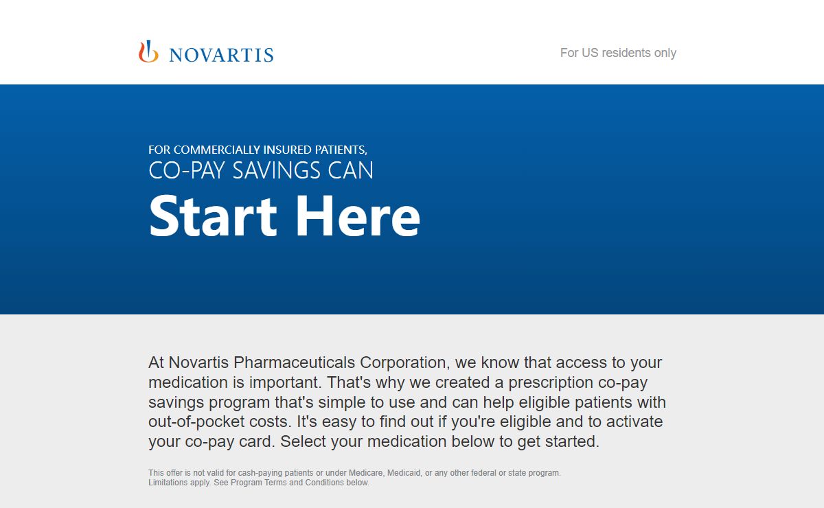 Patient Savings Co-Pay Card | Novartis Pharmaceuticals