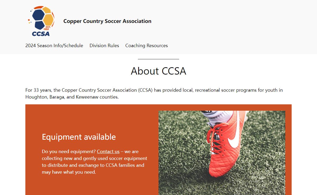 Copper Country Soccer Association – Bringing soccer to the Copper Country since 1992
