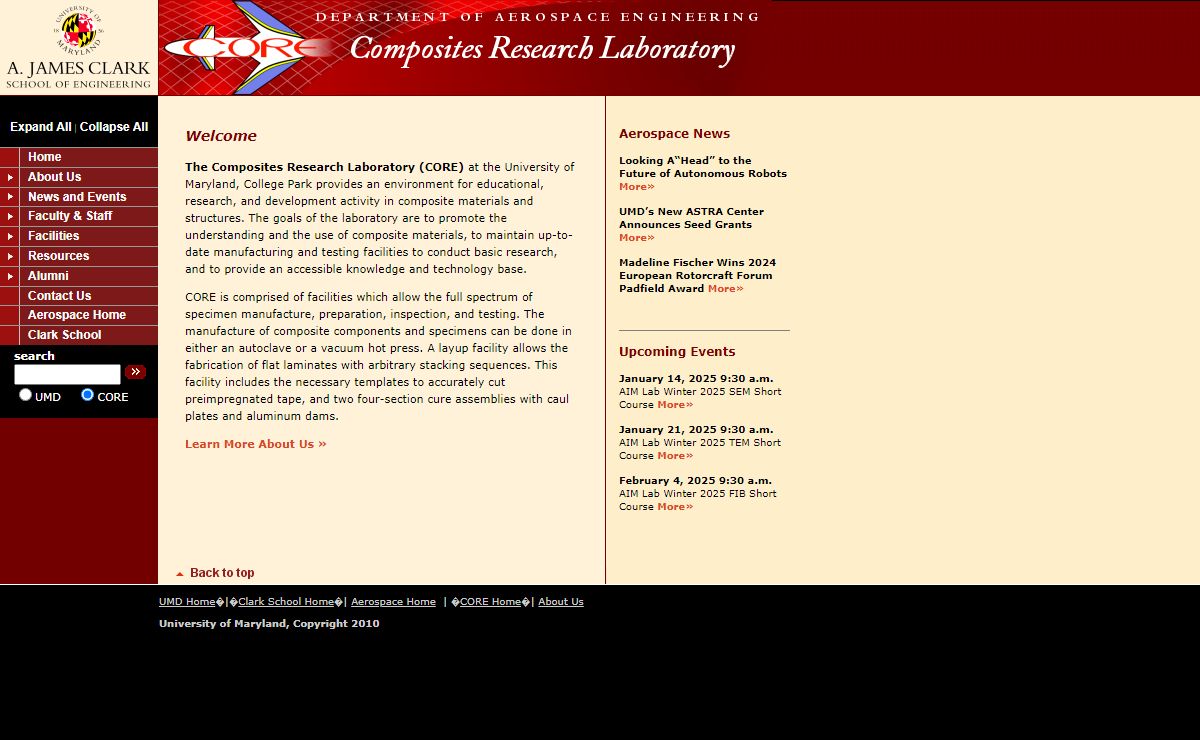 Composites Research Laboratory, Aerospace Engineering, University of Maryland