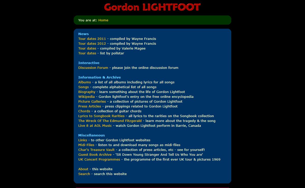 Gordon Lightfoot - Index