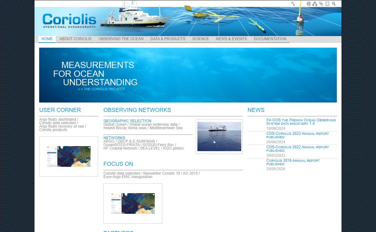 Coriolis : In situ data for operational oceanography